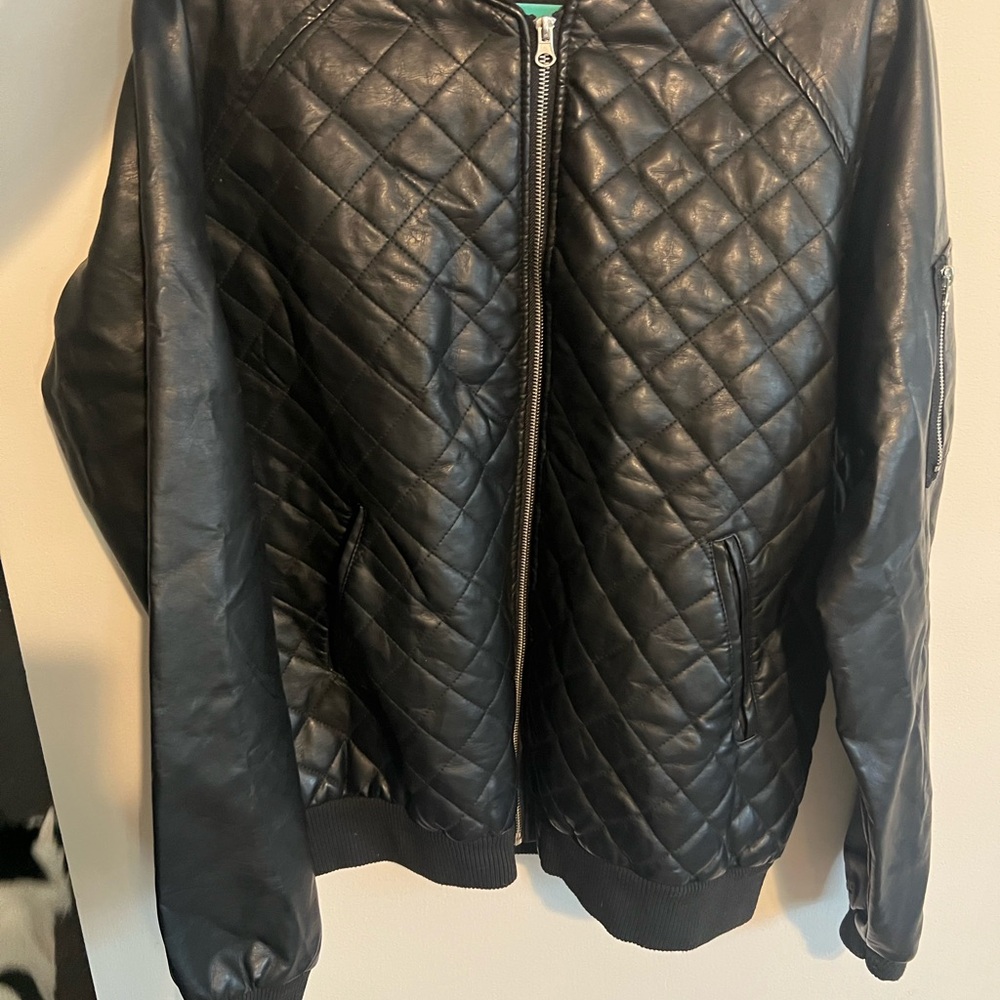 Black Quilted Vegan Leather Jacket